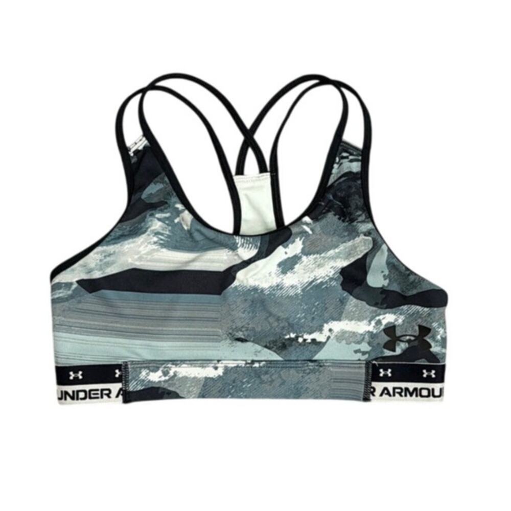 Under Armour Girls' HeatGear Crossback Black Green Unlined Sports Bra Youth XL